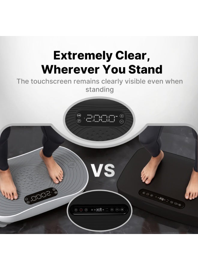 MERACH Vibration Plate Exercise Machine, Vibrating Platform for Lymphatic Drainage Weight Loss Muscle Activation, Full Body Home Exercise Equipment with LED Touch Screen Bluetooth Pull Cord - Image 3